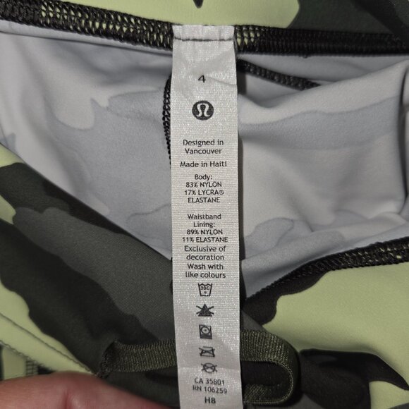 Lululemon Women's Fast Free High Rise Tight 25" Leggings Green Camo Size 4 - Picture 5 of 6